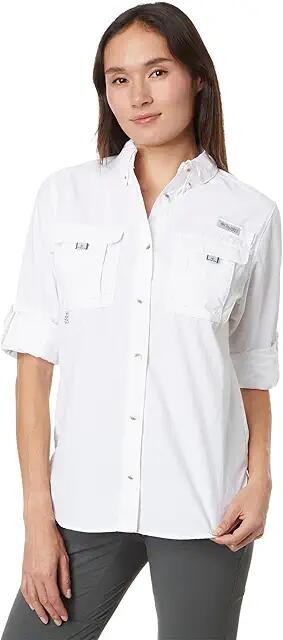 Columbia Bahama L/S Shirt (White) Women's Long Sleeve Button Up Cover