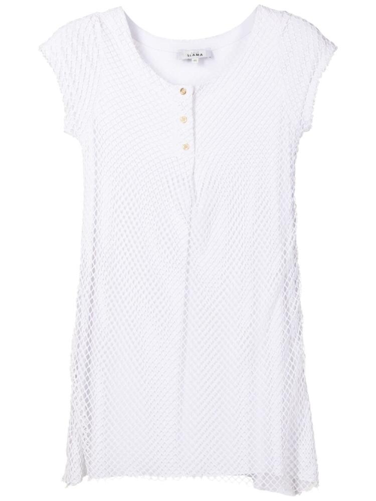 Amir Slama fisherman knit-overlay mini dress - White Cover