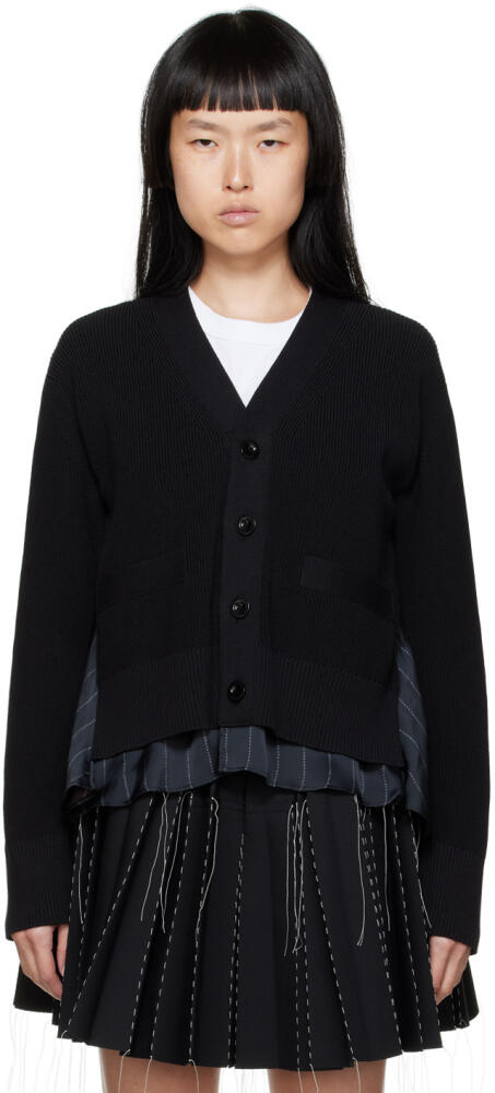 sacai Black Paneled Cardigan Cover