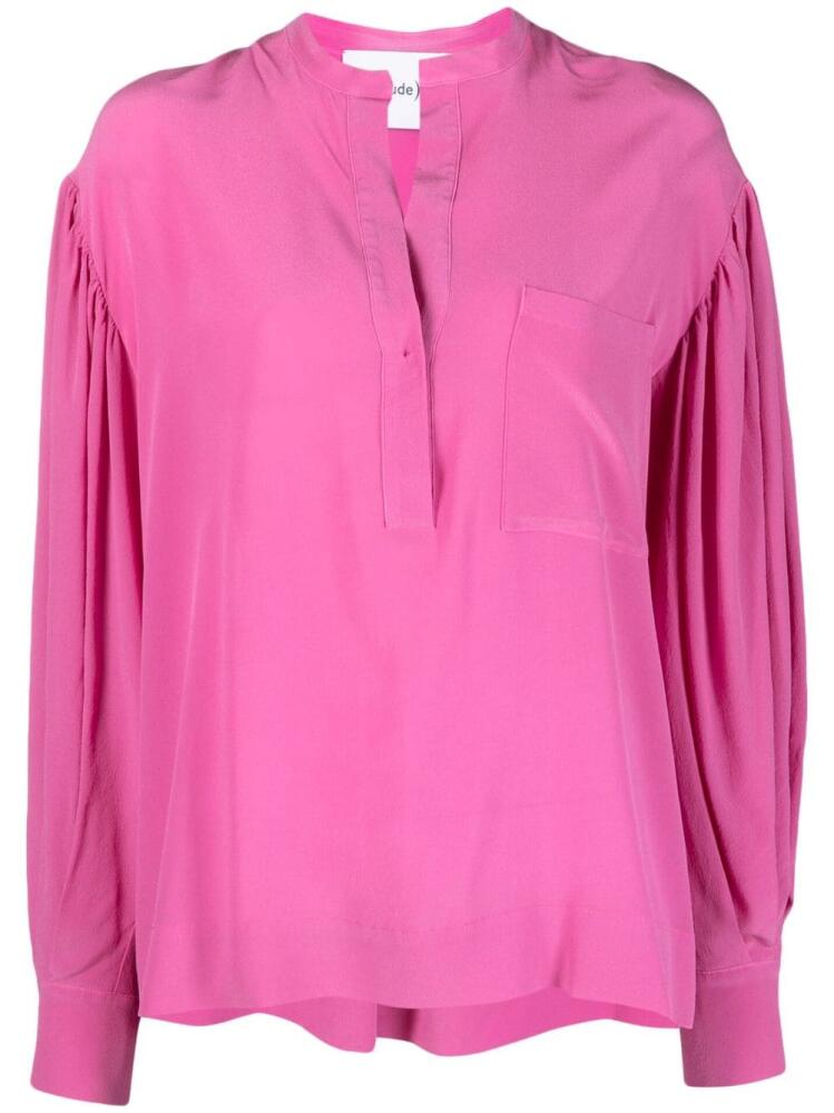 Nude long-sleeve silk blouse - Pink Cover