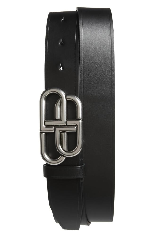 Balenciaga Intertwining Twin-B Leather Belt in Black Cover