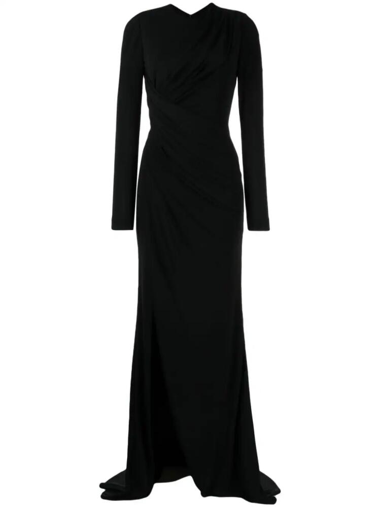 Elie Saab long-sleeve draped gown - Black Cover