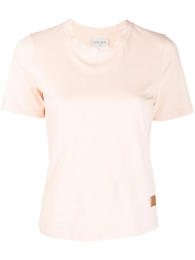 Forte Forte logo-patch cotton T-shirt - Pink Cover