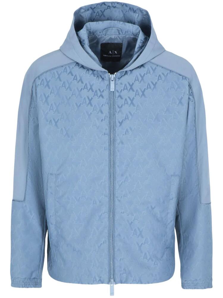 Armani Exchange monogram-jacquard hooded jacket - Blue Cover