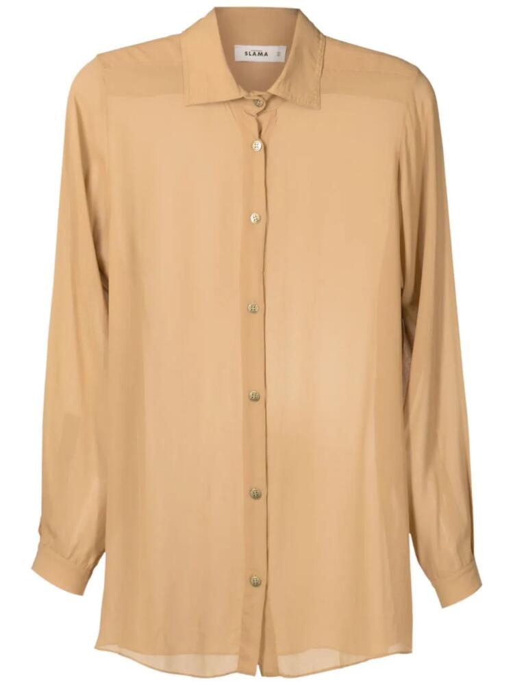 Amir Slama semi-sheer long-sleeve shirt - Brown Cover