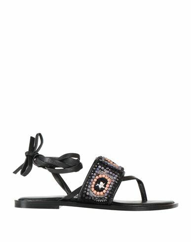 Coral Blue Woman Thong sandal Black Textile fibers Cover