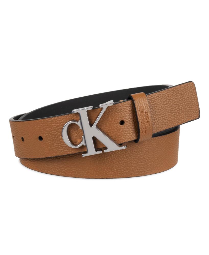 Calvin Klein Men's Logo Plaque Buckle Fashion Jean Belt - Tan Cover