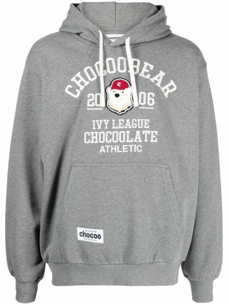 CHOCOOLATE logo-embroidered cotton hoodie - Grey Cover