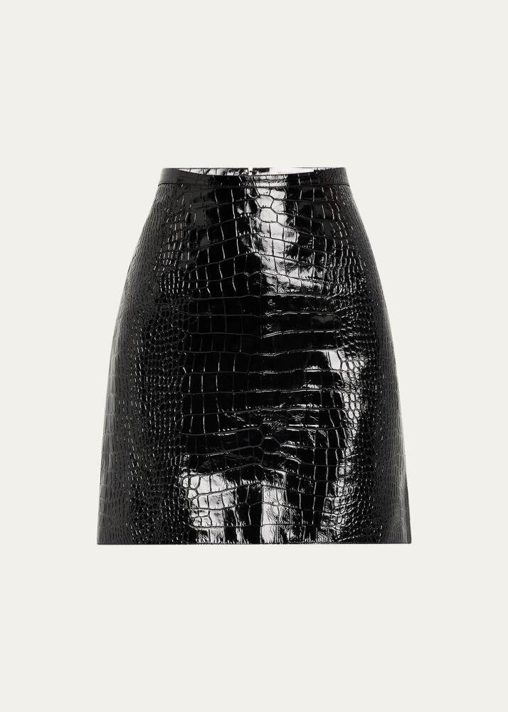 Michael Kors Collection Croc Leather Mini Skirt Cover