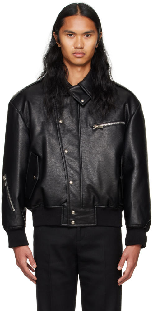 System Black Padded Faux-Leather Jacket Cover