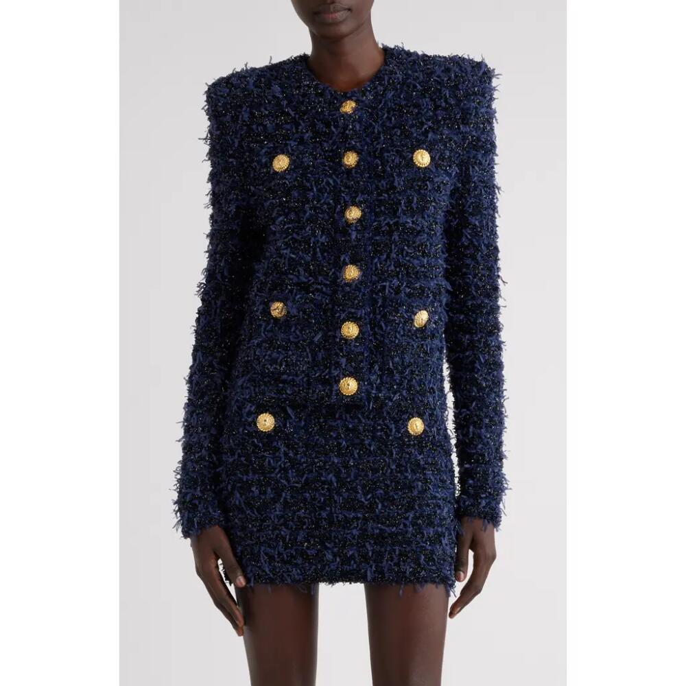 Balmain Four-Pocket Tweed Jacket in 6Bo Midnight/Blue Cover