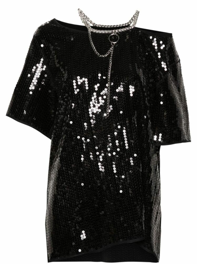 Junya Watanabe sequin-embellished chain-detail T-shirt - Black Cover