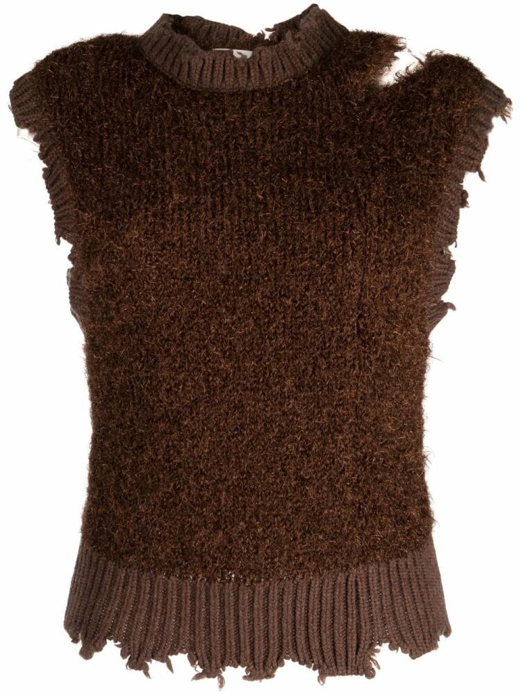 Muller Of Yoshiokubo distressed glitter knit vest - Brown Cover