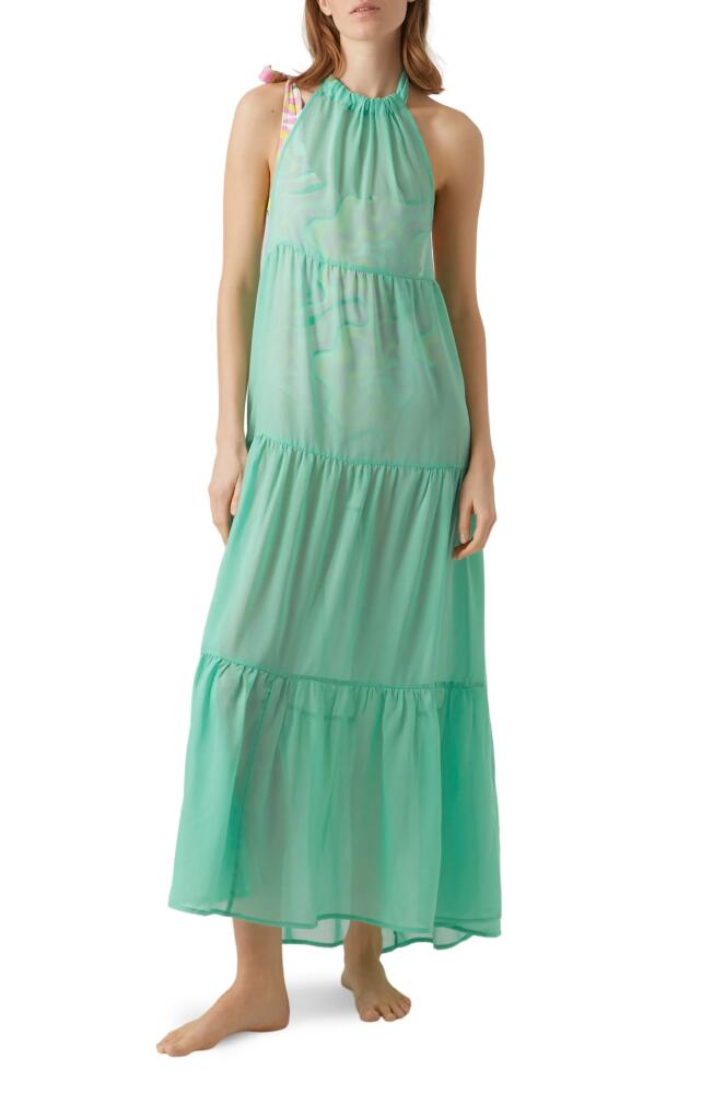 VERO MODA Eva Beach Halter Maxi Dress in Jade Cream Cover