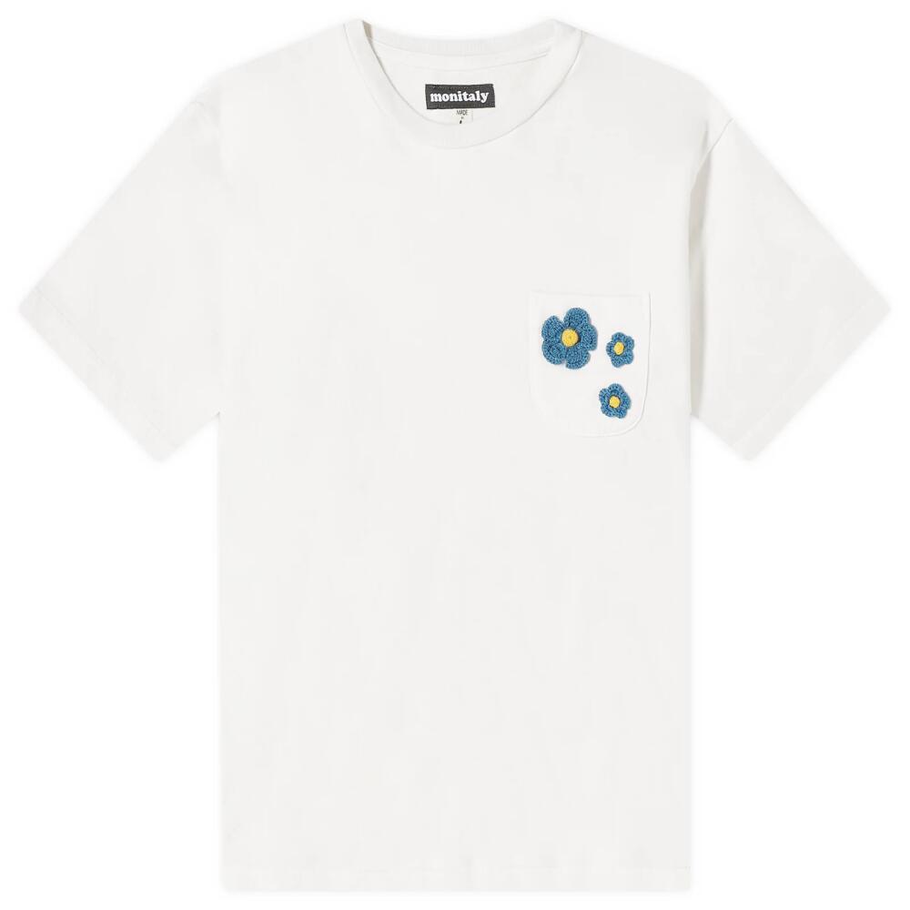 Monitaly Men's Pocket 3 Flower T-Shirt in White Cover