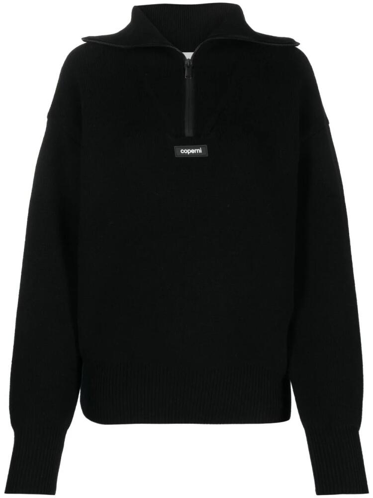 Coperni logo patch half-zip jumper - Black Cover