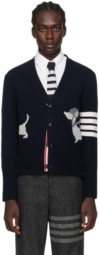 Thom Browne Navy Hector 4-Bar Cardigan Cover