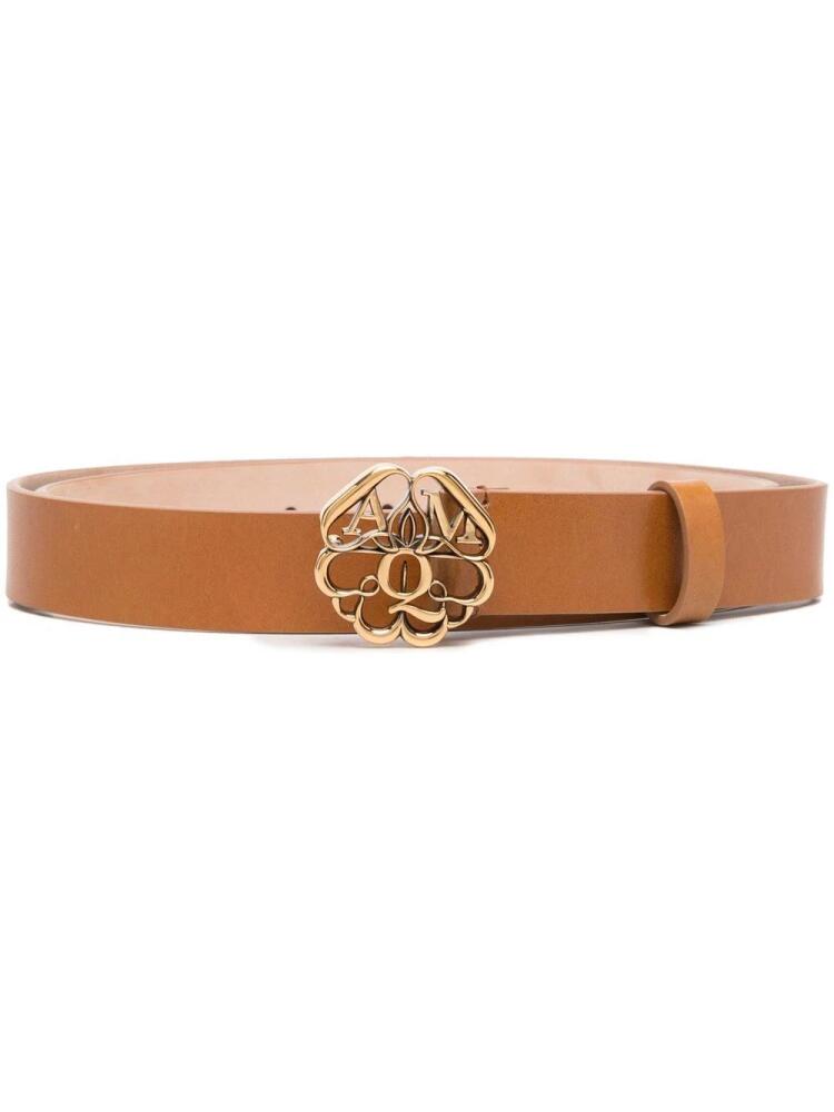 Alexander McQueen logo embellished buckle belt - Brown Cover