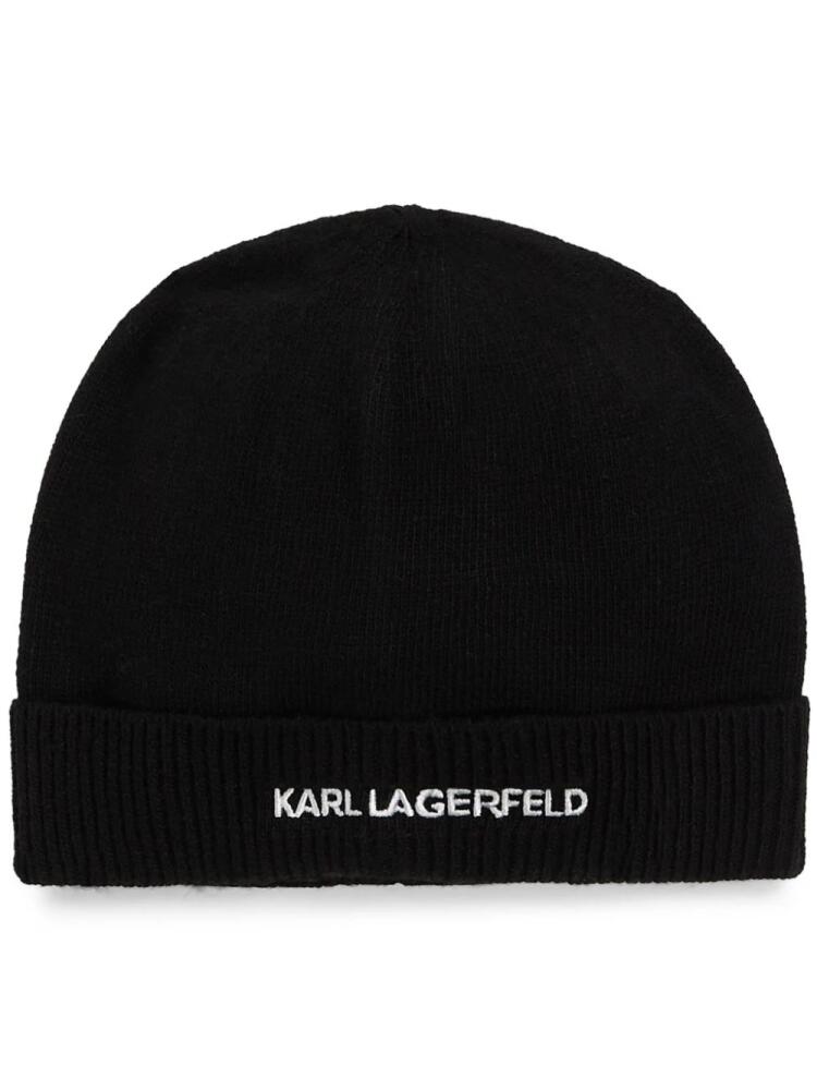 Karl Lagerfeld K/Essential logo-embroidered beanie - Black Cover