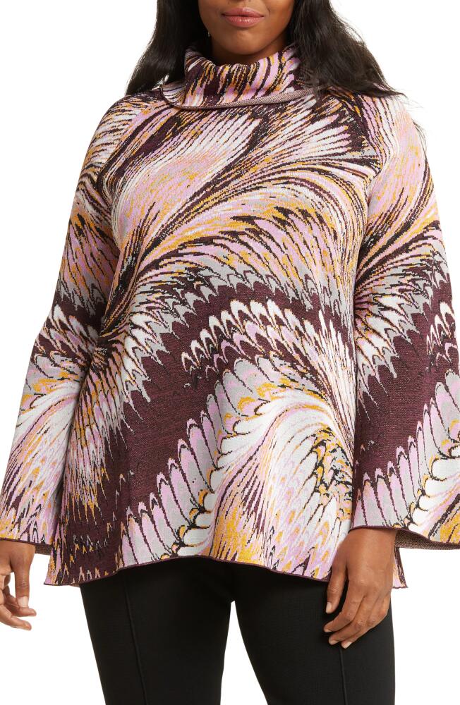 Marina Rinaldi X Mary Katranzou Metallic Jacquard Tunic Sweater in Pink Multi Cover