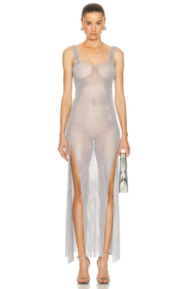 Santa Brands Maxi Slits Sundress in Metallic Silver Cover