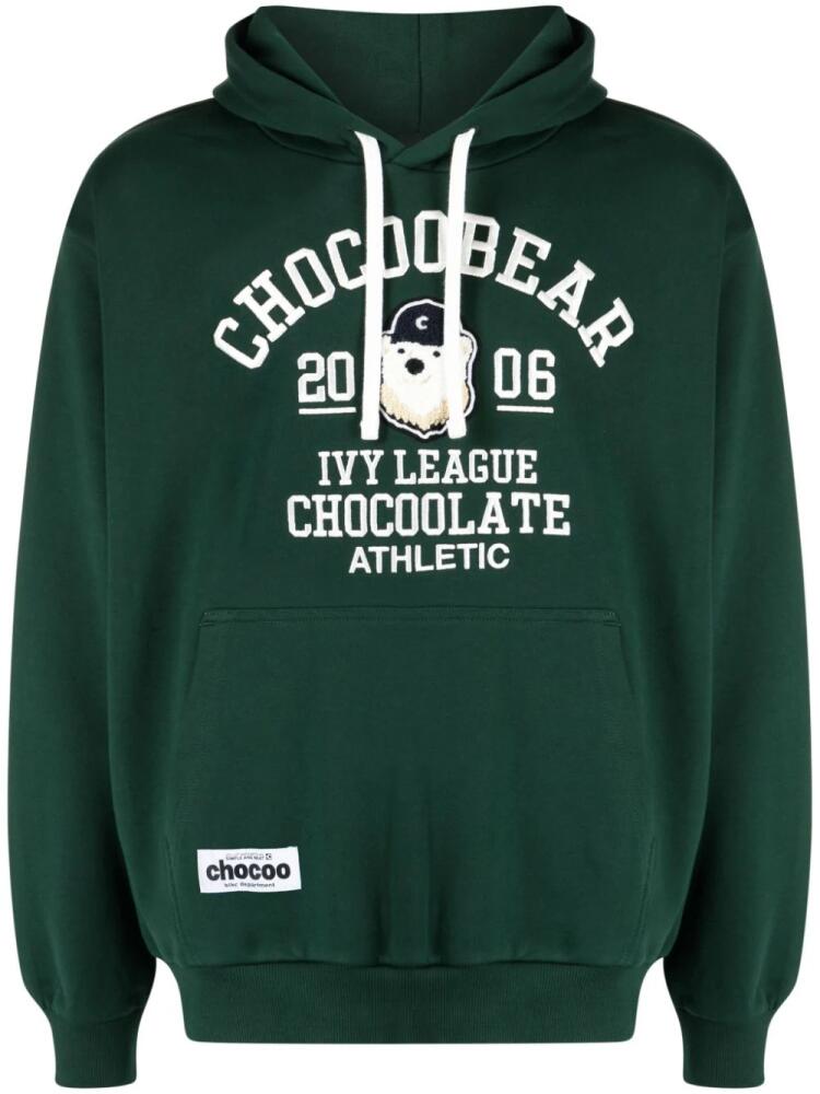 CHOCOOLATE logo-embroidered cotton hoodie - Green Cover