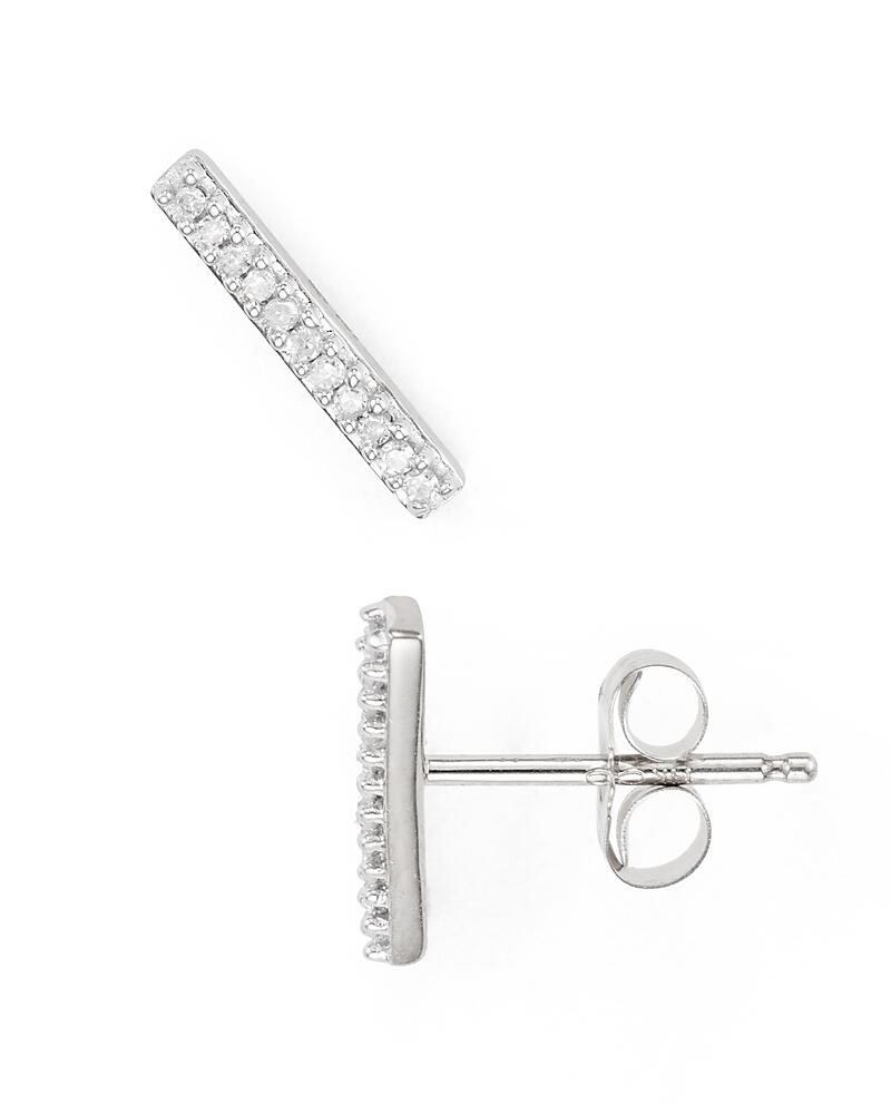 Adina Reyter 14K White Gold Pave Diamond Bar Stud Earrings Cover