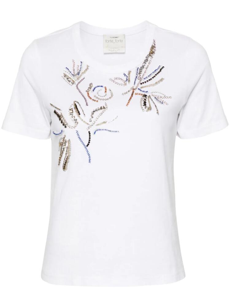 Forte Forte bead-embellishment cotton T-shirt - White Cover