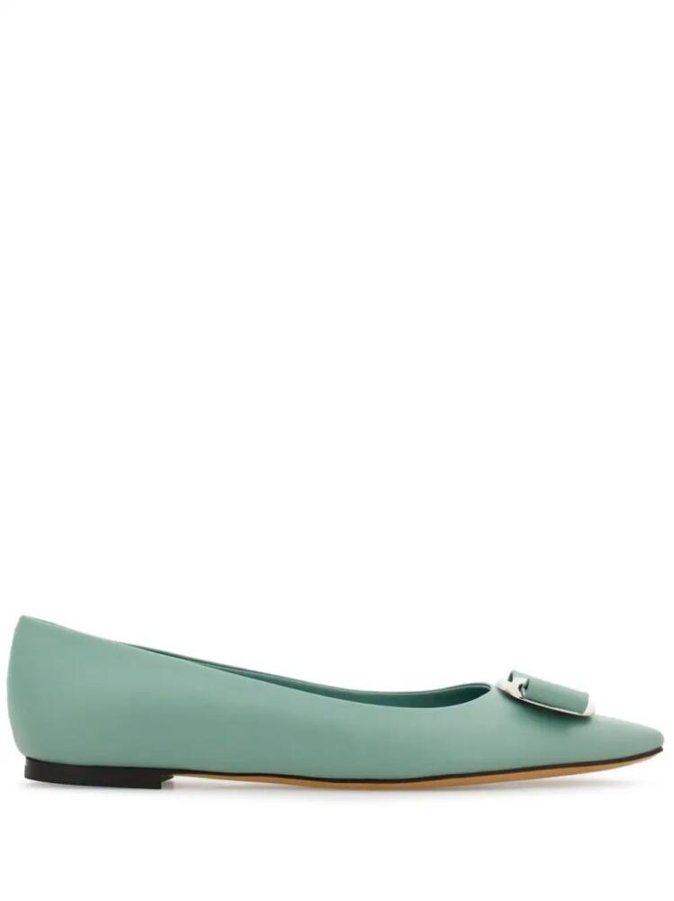 Ferragamo New Vara-bow lambskin ballerina shoes - Green Cover