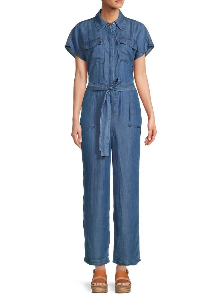 Saks Fifth Avenue Women's Spread Collar Denim Jumpsuit - Med Indigo Cover