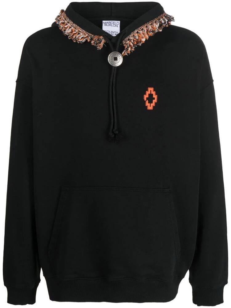 Marcelo Burlon County of Milan fringed-trim pullover hoodie - Black Cover