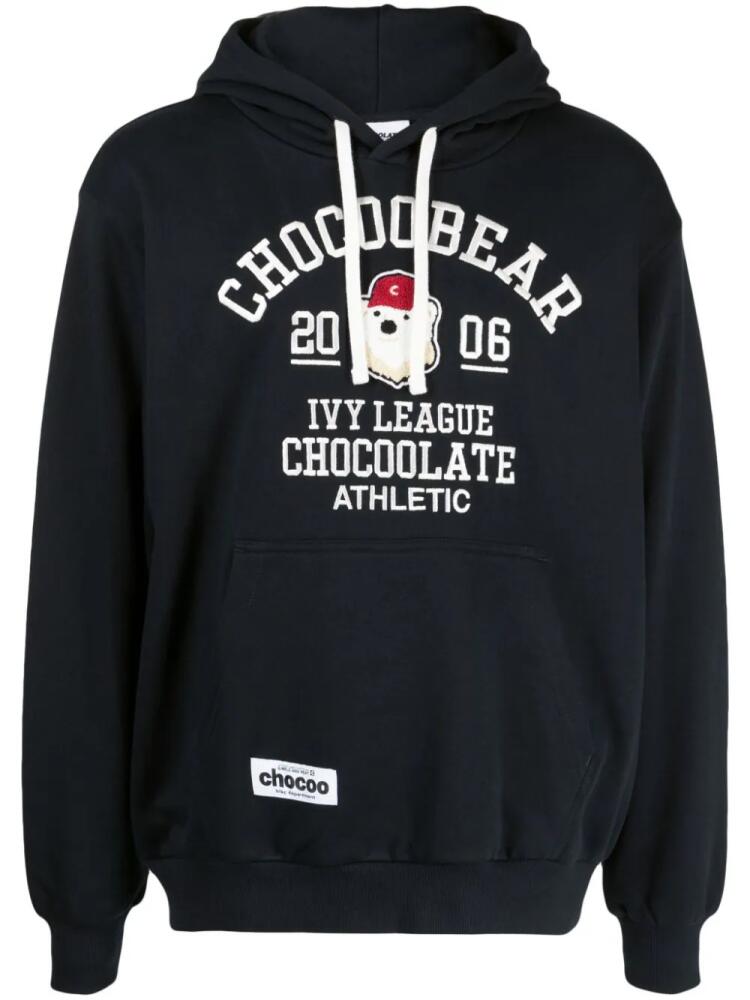 CHOCOOLATE logo-embroidered cotton hoodie - Blue Cover