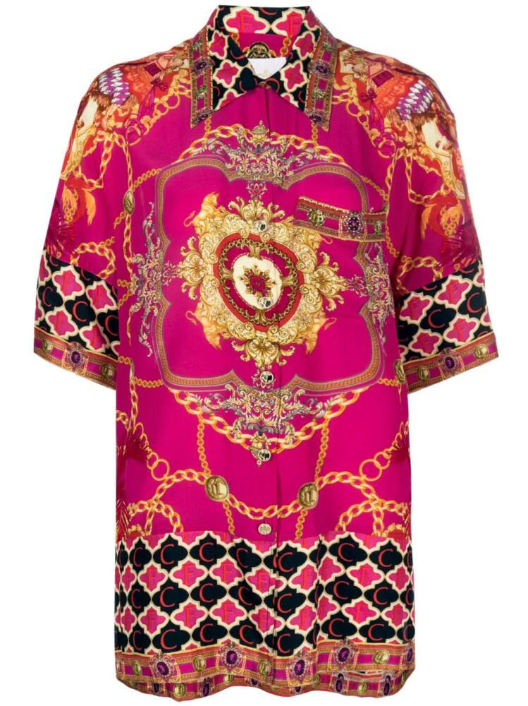 Camilla graphic-print silk shirt - Pink Cover