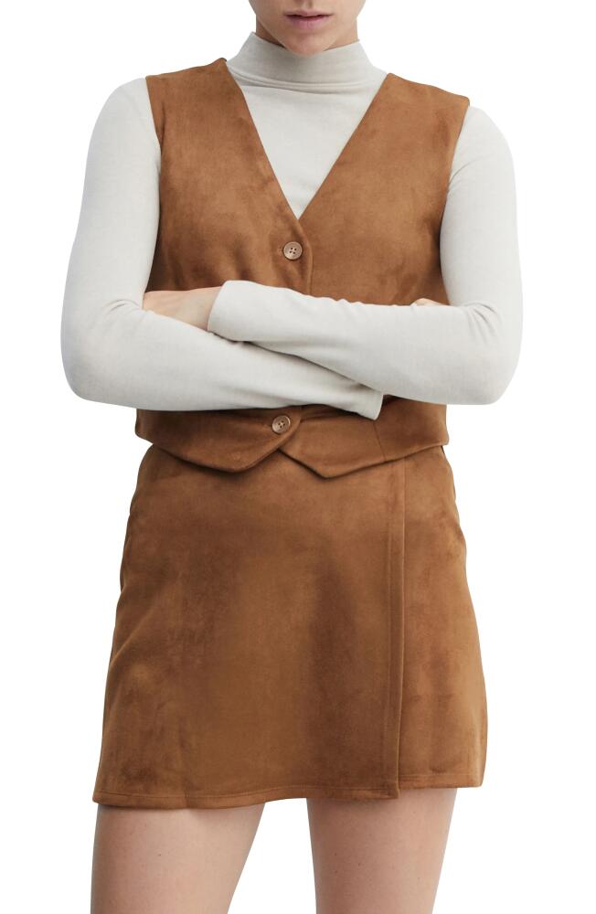 MANGO Faux Suede Vest in Cognac Cover