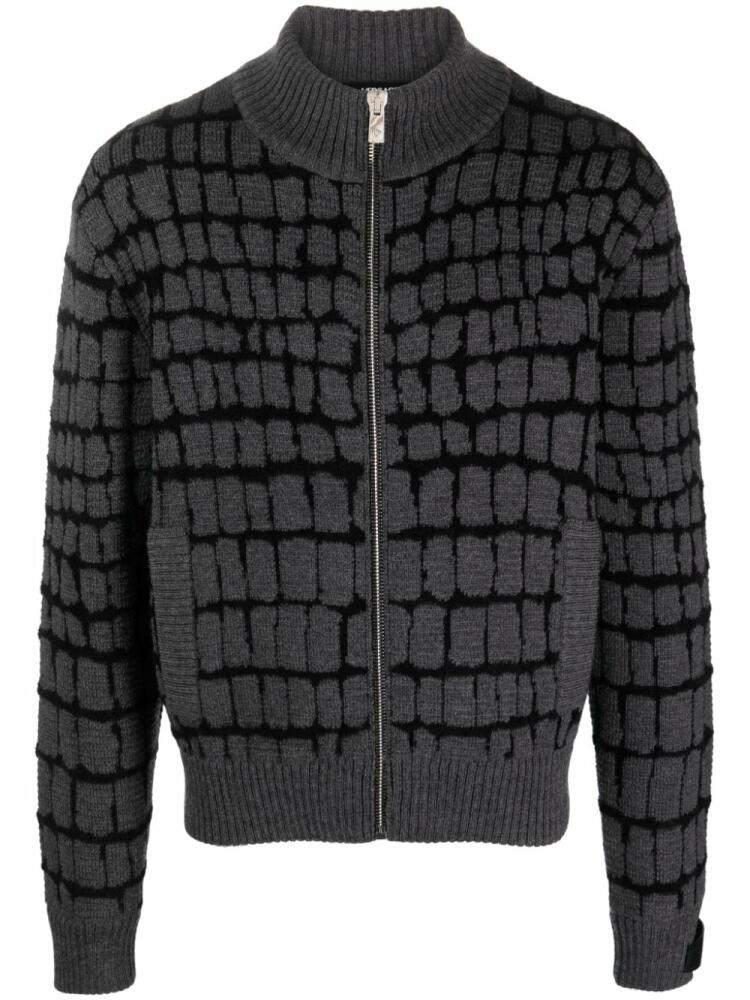 Versace crocodile-jacquard zip-up sweatshirt - Grey Cover