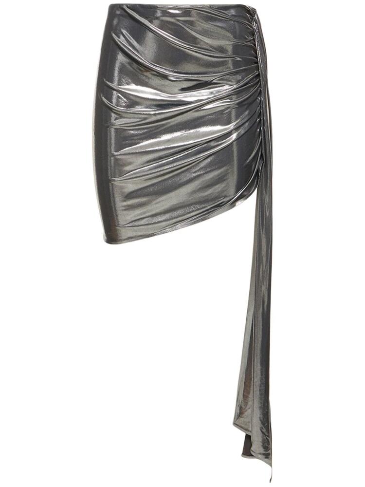 MAGDA BUTRYM Draped Metallic Jersey Mini Skirt Cover