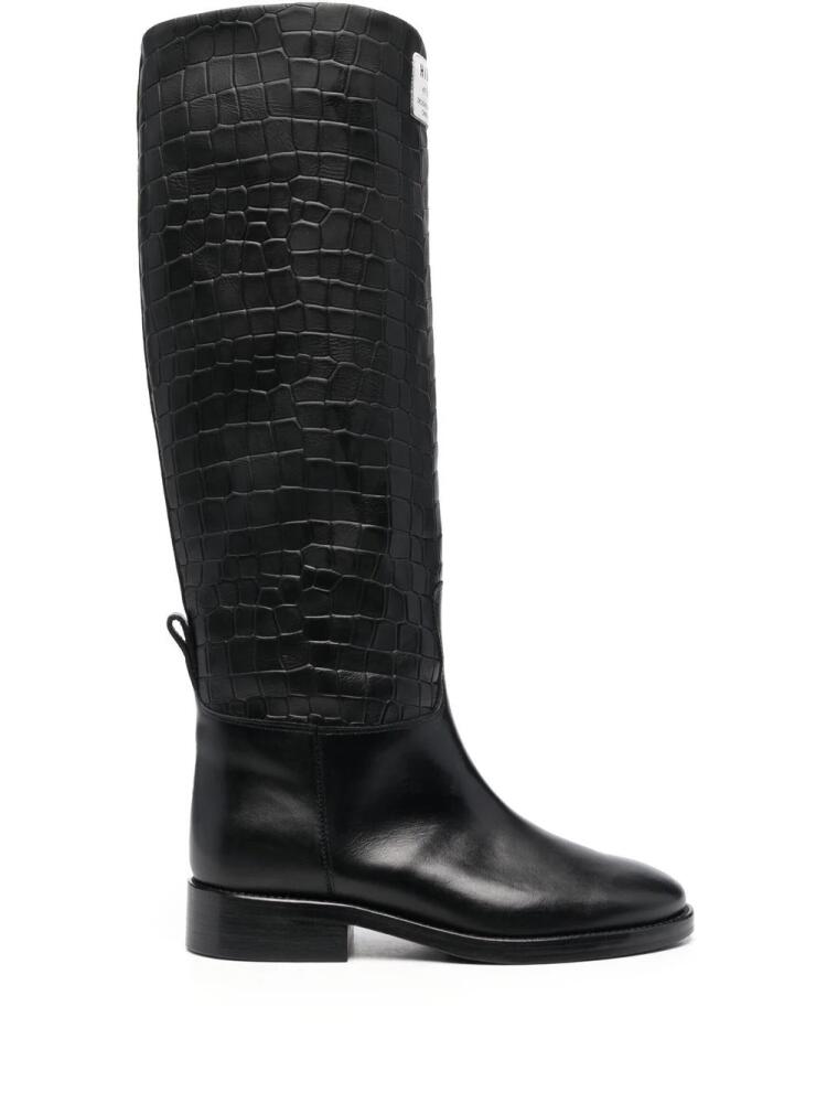 Hide&Jack crocodile-embossed knee boots - Black Cover