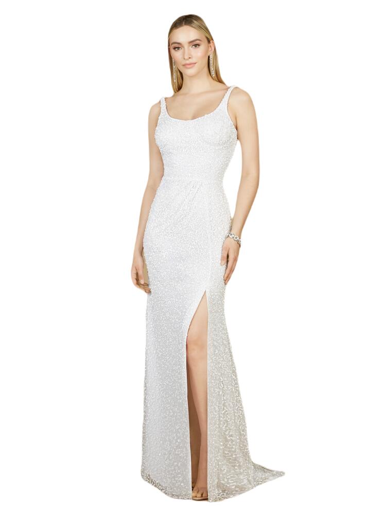 LARA New York Bridal Beaded Gown with Slit in Ivory Cover