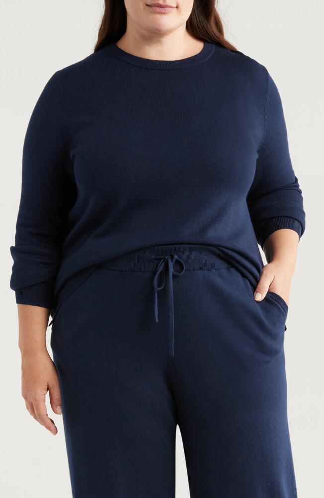 caslon(r) Crewneck Cotton & Cashmere Sweater in Navy Night Cover