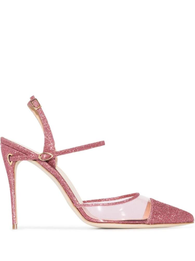 Jennifer Chamandi Vittorio 105mm glitter-embellished pumps - Pink Cover