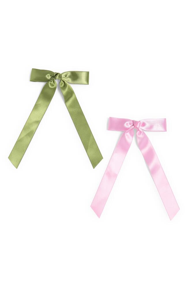 BP. Assorted 2-Pack Satin Hair Bows in Green- Pink Cover