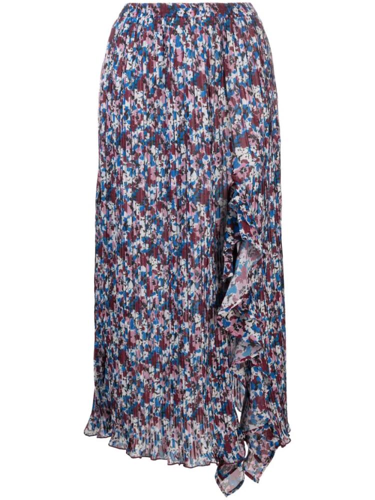 GANNI floral-print pleated midi skirt - Blue Cover