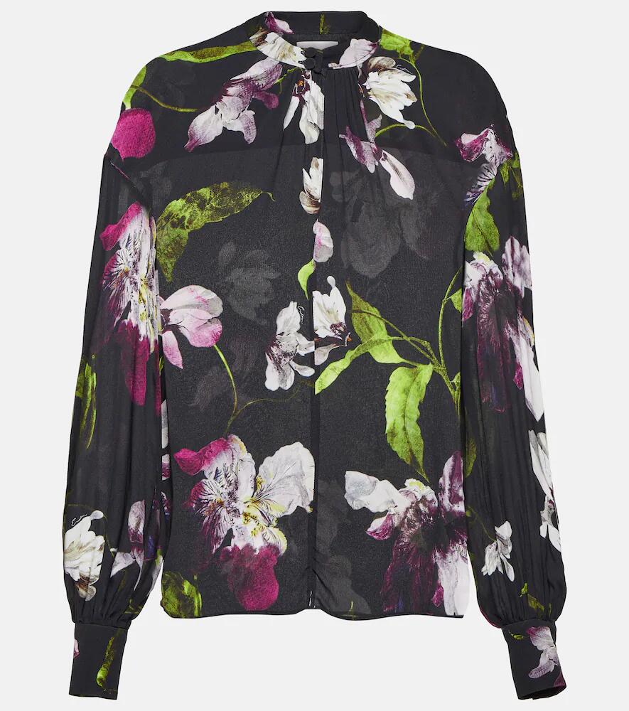 Erdem Floral gathered crêpe blouse Cover