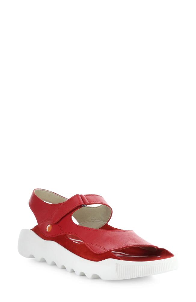 Softinos by Fly London Weal Sandal in Cherry Red Smooth Cover