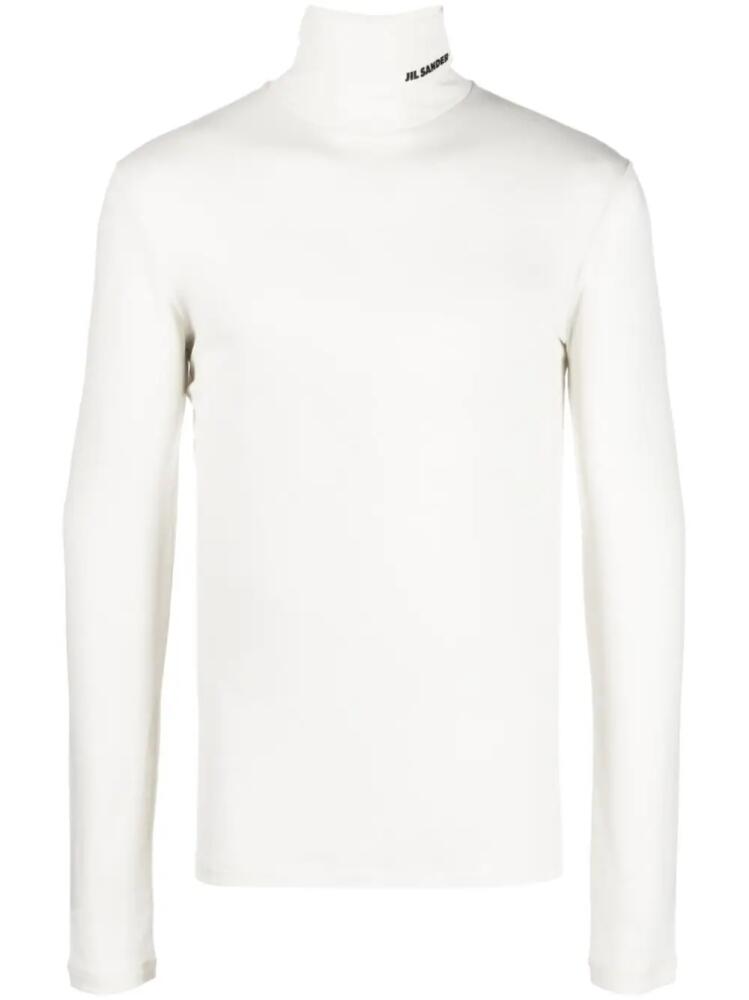 Jil Sander logo-print roll-neck jumper - Neutrals Cover