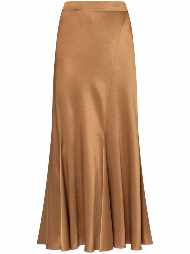 Alberta Ferretti fluted satin midi skirt - Neutrals Cover