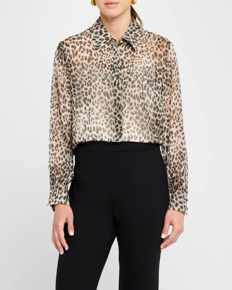 Max Mara Studio Valzer Sheer Animal-Print Shirt Cover