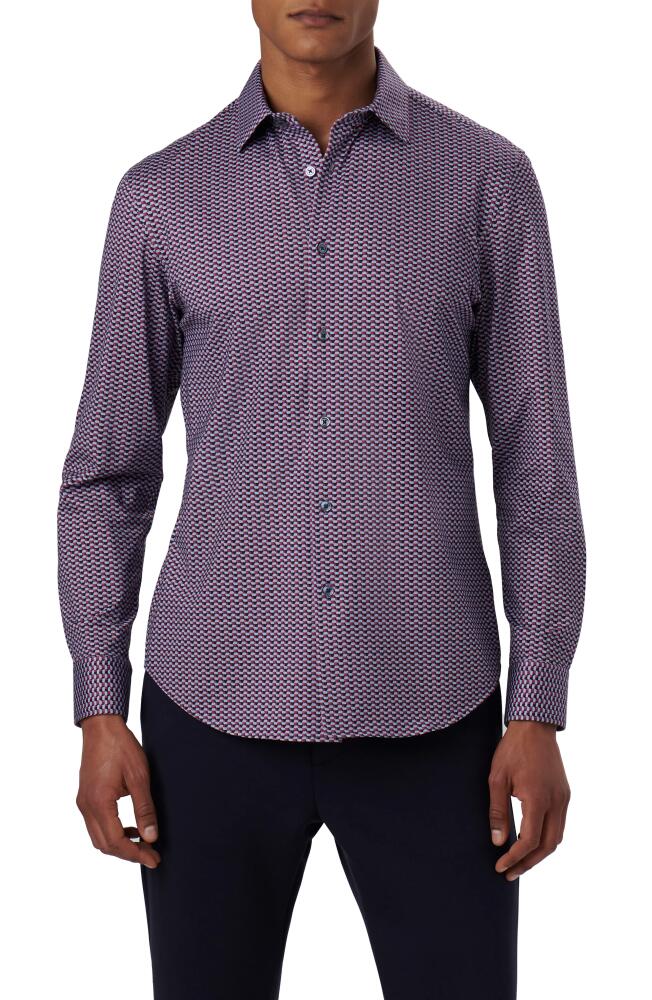 Bugatchi James OoohCotton® Illusion Print Button-Up Shirt in Blue/Burgundy Cover