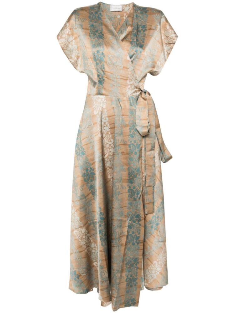 Pierre-Louis Mascia floral silk wrap dress - Neutrals Cover