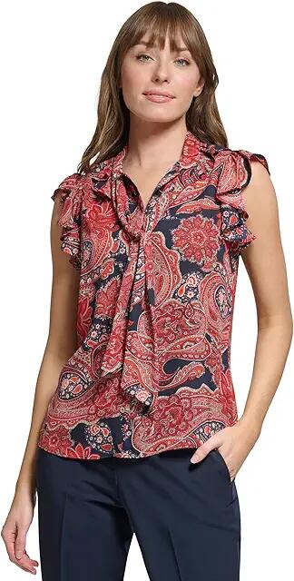 Tommy Hilfiger Sleeveless Blouse with Tie (Midnight Samba) Women's Clothing Cover